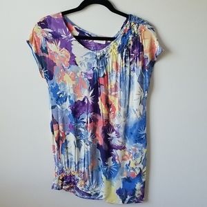 Anthropologie watercolor floral blouse top tee